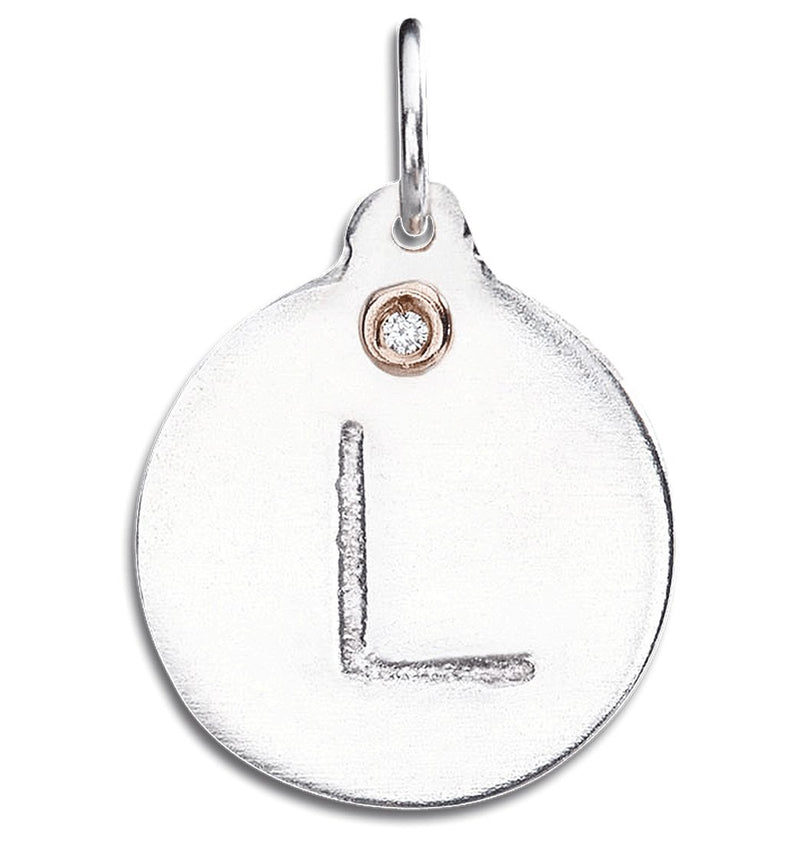 "L" Alphabet Charm With Diamond Jewelry Helen Ficalora Sterling Silver For Necklaces And Bracelets