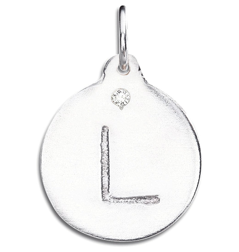 "L" Alphabet Charm With Diamond Jewelry Helen Ficalora Sterling Silver For Necklaces And Bracelets