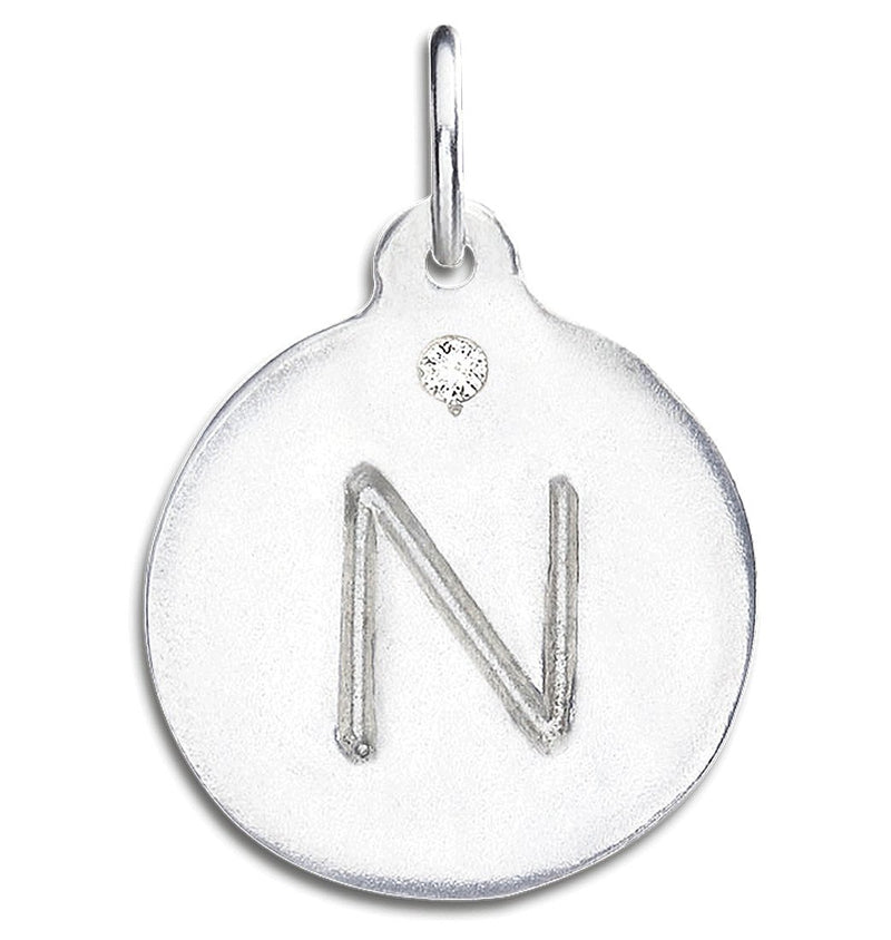 "N" Alphabet Charm With Diamond