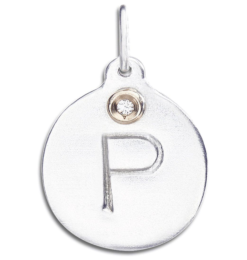 Initial with Diamond Pendant | Letter Charm for Diamond Necklace and Bracelet Sterling Silver by Helen Ficalora