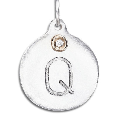 "Q" Alphabet Charm With Diamond Jewelry Helen Ficalora Sterling Silver For Necklaces And Bracelets