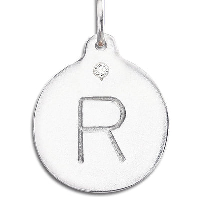 "R" Alphabet Charm With Diamond Jewelry Helen Ficalora Sterling Silver For Necklaces And Bracelets