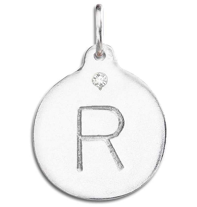 "R" Alphabet Charm With Diamond Jewelry Helen Ficalora Sterling Silver For Necklaces And Bracelets