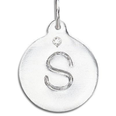 "S" Alphabet Charm With Diamond Jewelry Helen Ficalora Sterling Silver For Necklaces And Bracelets