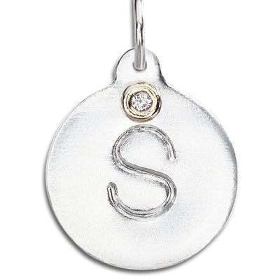 "S" Alphabet Charm With Diamond Jewelry Helen Ficalora Sterling Silver For Necklaces And Bracelets