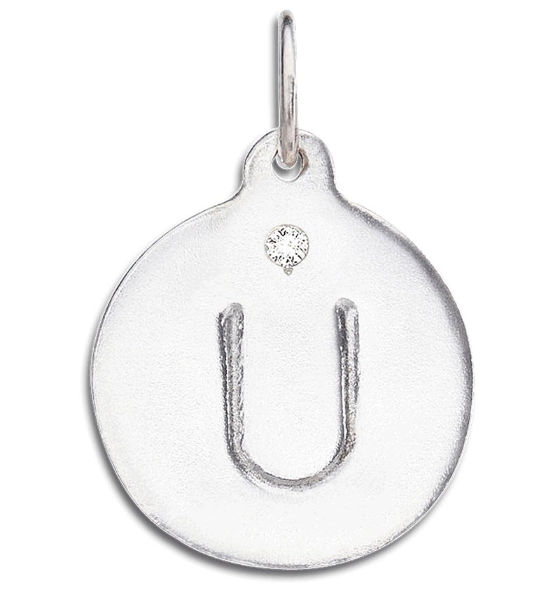 "U" Alphabet Charm With Diamond
