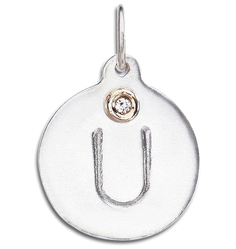 "U" Alphabet Charm With Diamond