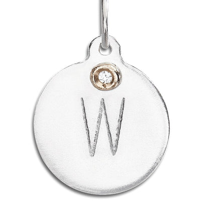 "W" Alphabet Charm With Diamond Jewelry Helen Ficalora Sterling Silver For Necklaces And Bracelets