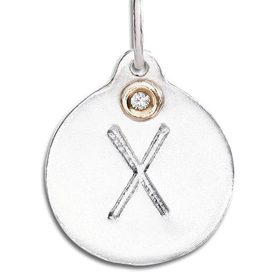 "X" Alphabet Charm With Diamond Jewelry Helen Ficalora Sterling Silver For Necklaces And Bracelets