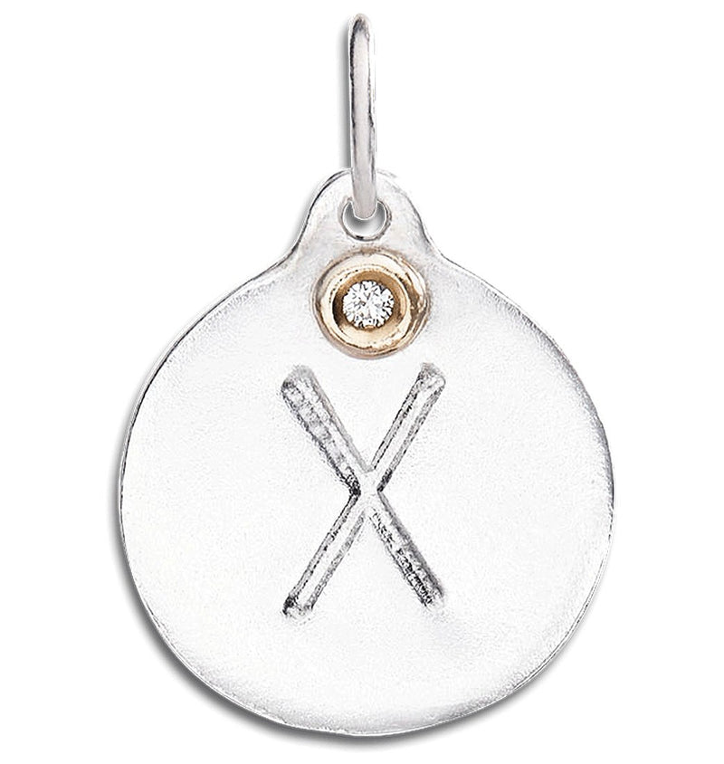 "X" Alphabet Charm With Diamond Jewelry Helen Ficalora Sterling Silver For Necklaces And Bracelets