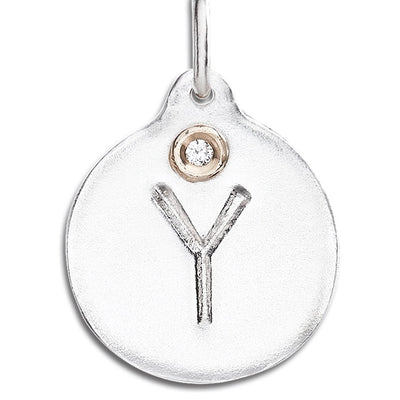 "Y" Alphabet Charm With Diamond Jewelry Helen Ficalora Sterling Silver For Necklaces And Bracelets