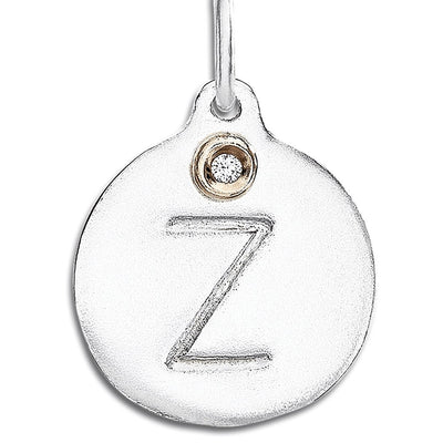 "Z" Alphabet Charm With Diamond Jewelry Helen Ficalora Sterling Silver For Necklaces And Bracelets