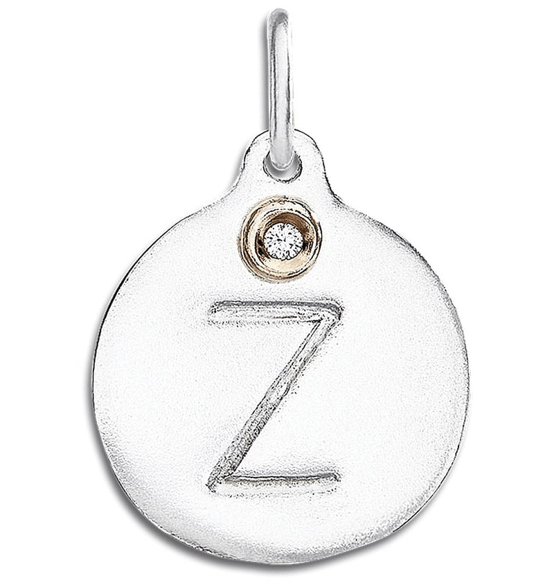 "Z" Alphabet Charm With Diamond Jewelry Helen Ficalora Sterling Silver For Necklaces And Bracelets