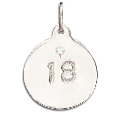 "18" Disk Charm With Diamond Jewelry Helen Ficalora