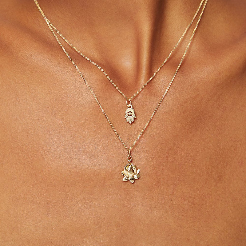 18K Gold Lotus Flower Pendant good Luck Charm 18K Gold Flower Pendant  Charms for Bracelets Jewelry Gift Jewelry Findings 