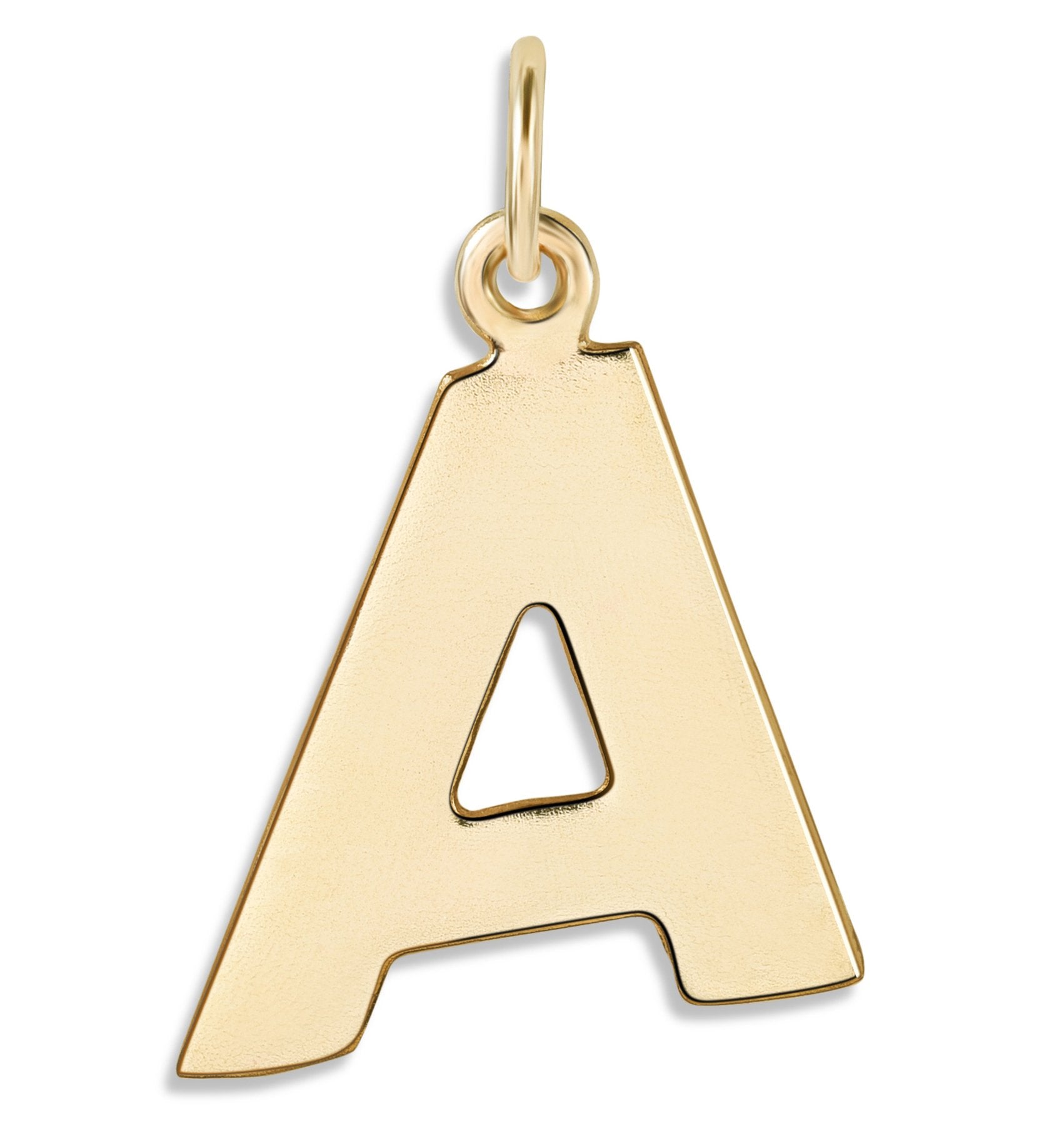 Initial Necklace with Gold A Pendant - Letter Necklace Charm 14K Yellow Gold by Helen Ficalora