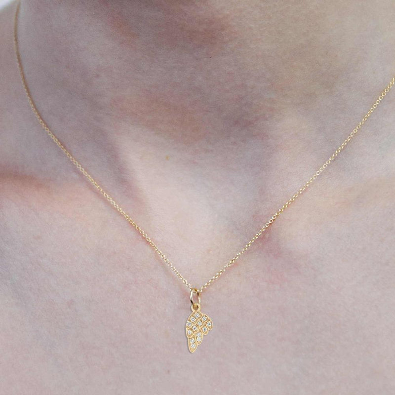 Helen Ficalora 14K Yellow Gold Angel Wing Pendant With Diamonds