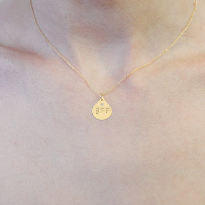 "BFF" Disk Charm With Diamond Jewelry Helen Ficalora 14k Yellow Gold For Necklaces And Bracelets