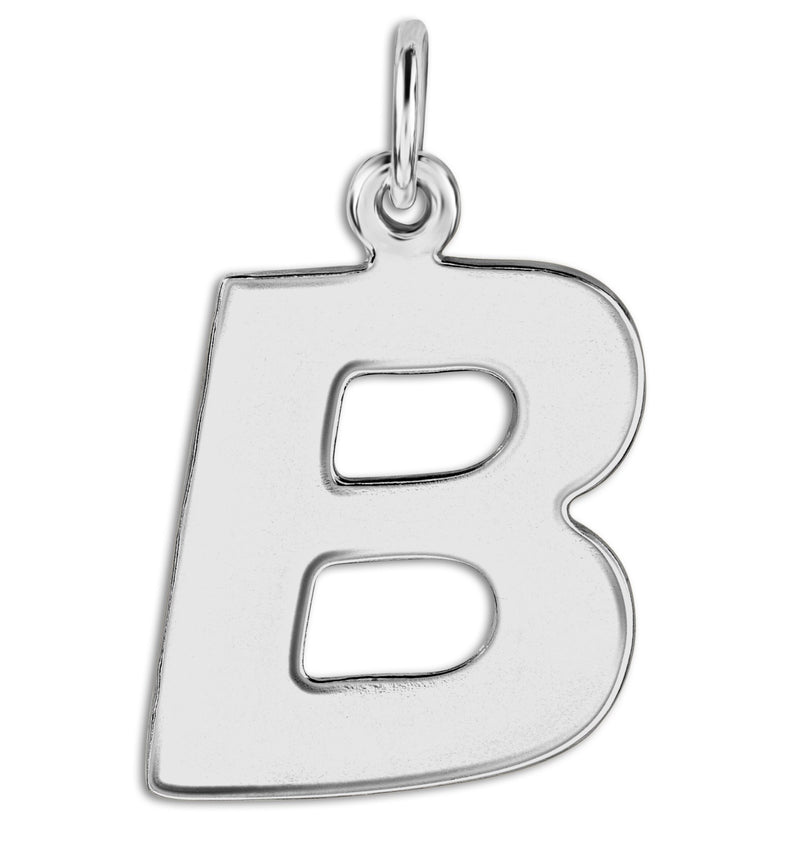 "B" Cutout Letter Charm Sterling Silver Jewelry For Necklaces And Bracelets From Helen Ficalora Every Letter And Initial Available