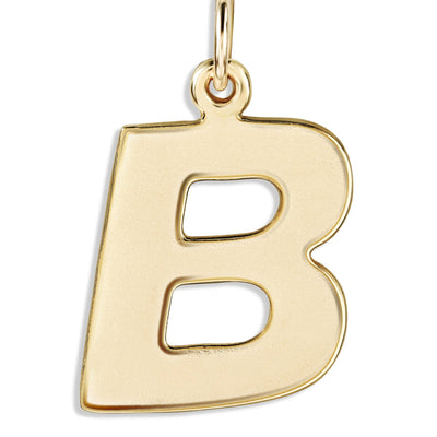 "B" Cutout Letter Charm 14k Yellow Gold Jewelry For Necklaces And Bracelets From Helen Ficalora Every Letter And Initial Available
