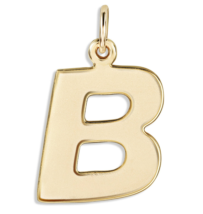 "B" Cutout Letter Charm 14k Yellow Gold Jewelry For Necklaces And Bracelets From Helen Ficalora Every Letter And Initial Available