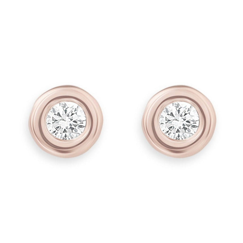 Helen Ficalora 14K Rose Gold Bezel Set Diamond Stud Earrings
