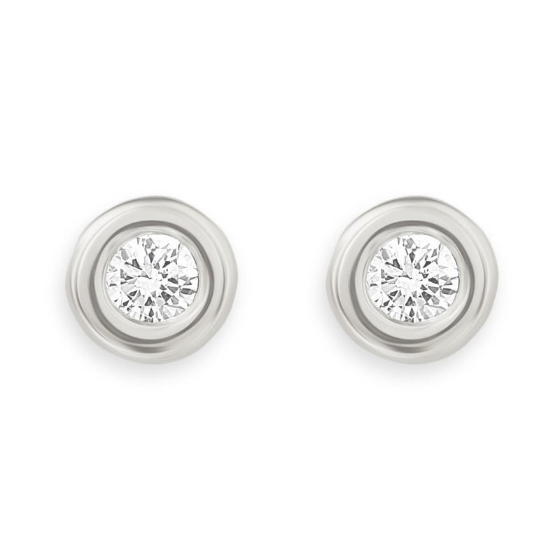 Helen Ficalora 14K White Gold Bezel Set Diamond Stud Earrings