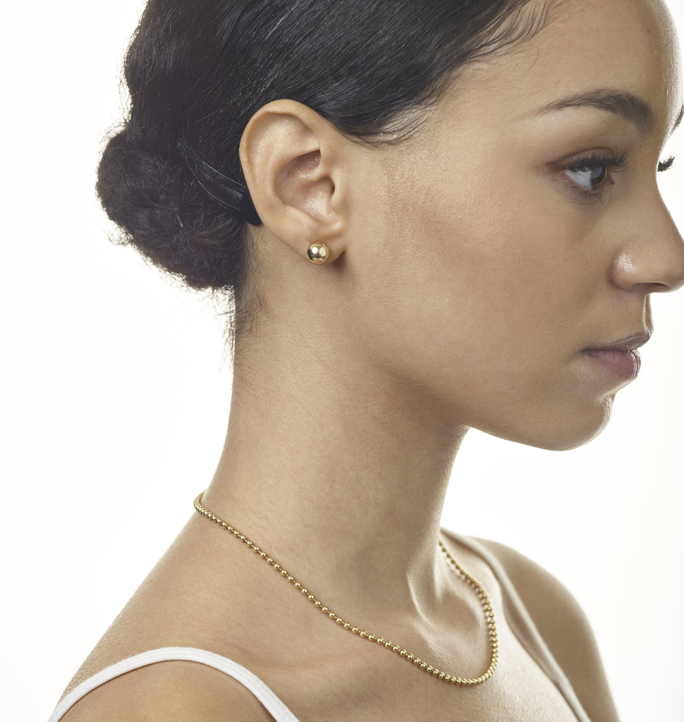 14K Gold Large Gold Ball Stud Earrings - Helen Ficalora