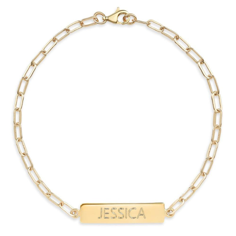 Helen Ficalora 14K Solid Gold Bar Name Bracelet
