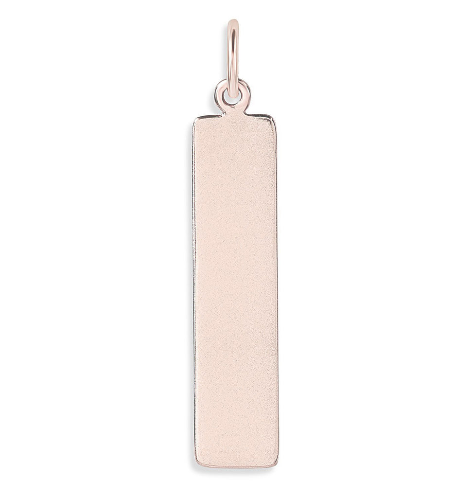 Bar Charm With Name Engraved In Letters For Necklaces And Bracelets 14k Rose Gold
