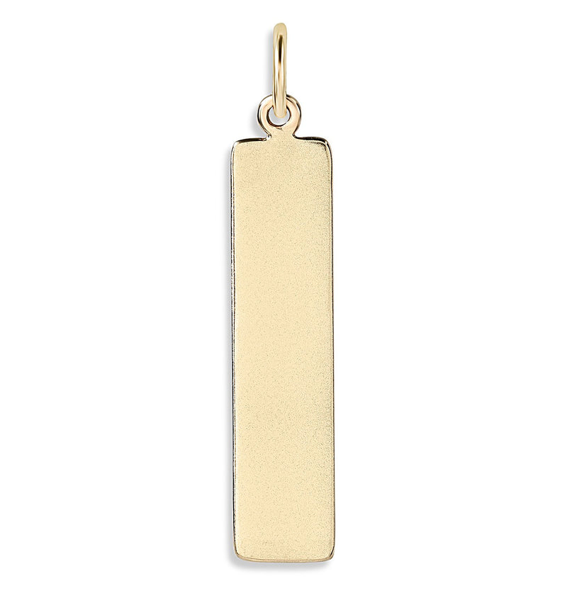  14K Gold Name Bar Charm - Vertical - Helen Ficalora