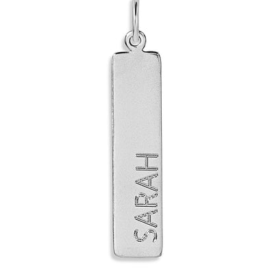 Bar Charm With Name Engraved In Letters For Necklaces And Bracelets Sterling Silver