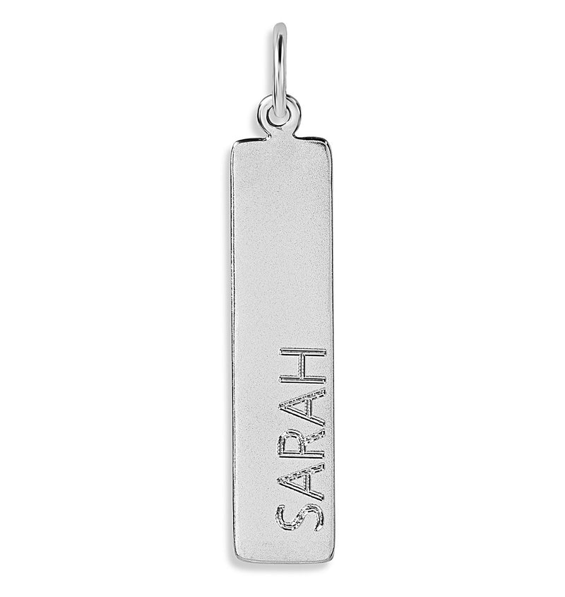 Bar Charm With Name Engraved In Letters For Necklaces And Bracelets Sterling Silver
