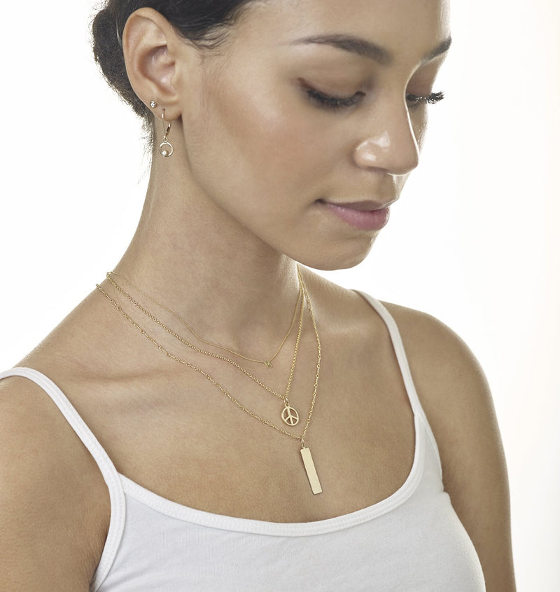  14K Gold Name Bar Charm - Vertical - Helen Ficalora