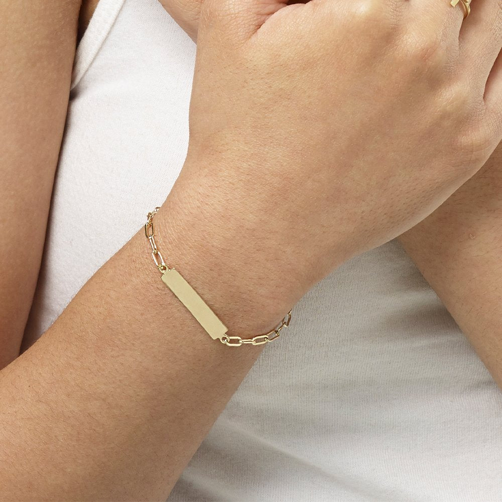 Helen Ficalora 14K Solid Gold Bar Name Bracelet
