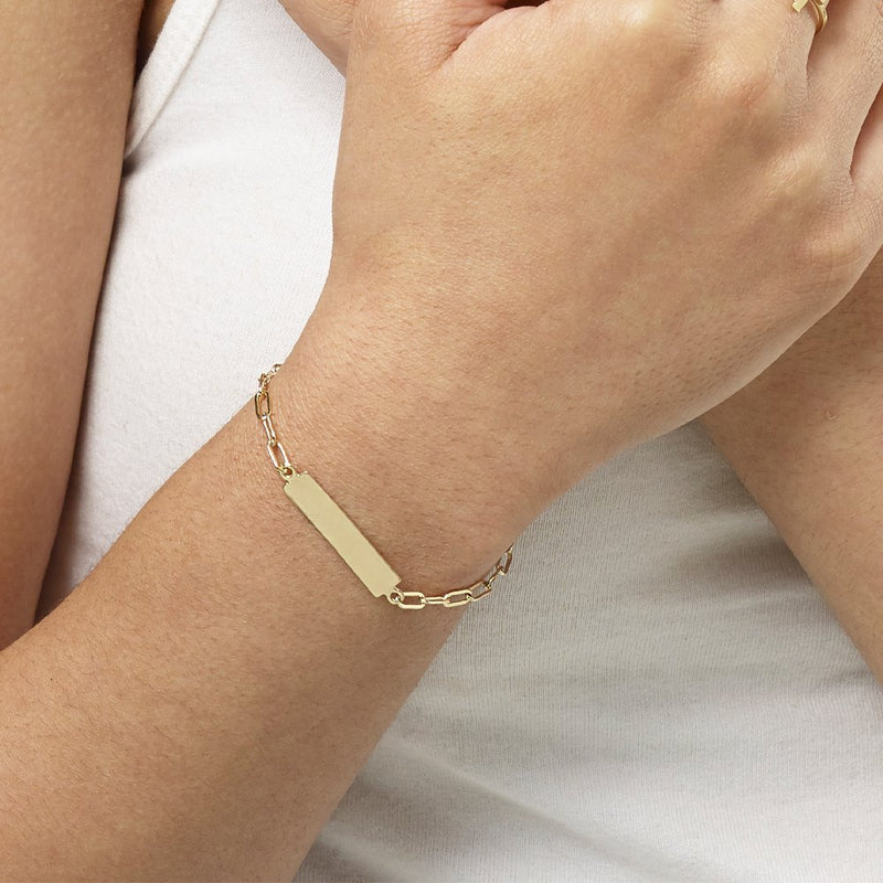 Helen Ficalora 14K Solid Gold Bar Name Bracelet