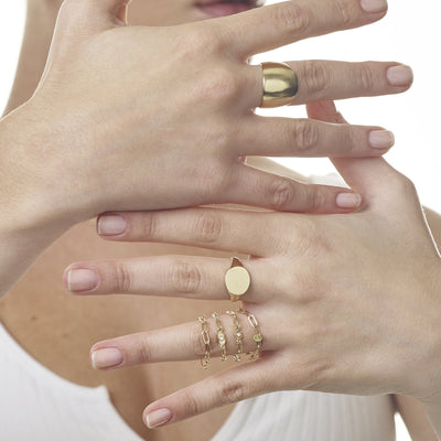 Helen Ficalora Gold Chain Ring with Diamond