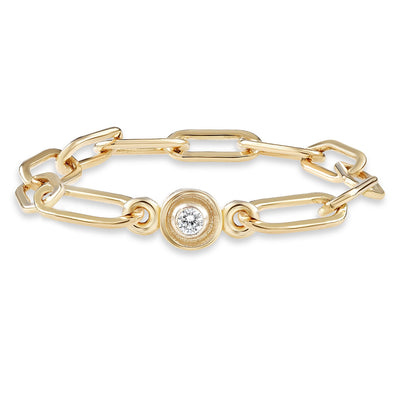 Helen Ficalora Gold Chain Ring with Diamond