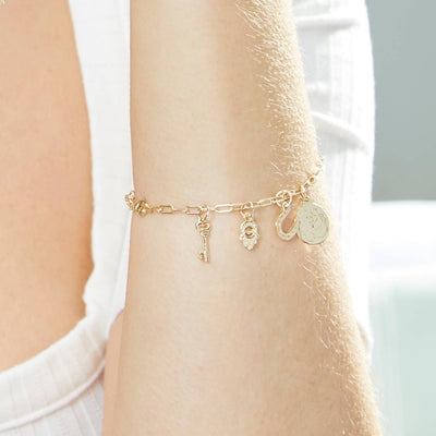 Chain for Charm Bracelet | Gold Bracelet Chain | Cable Chain Bracelet 14K Yellow Gold by Helen Ficalora