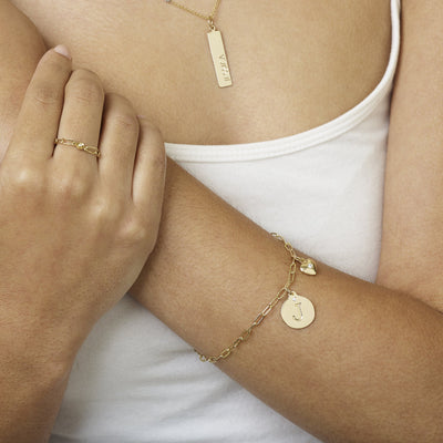 Helen Ficalora Gold Chain Link Charm Bracelet 14K Yellow Gold