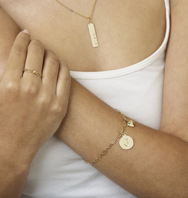 Helen Ficalora Gold Chain Link Charm Bracelet 14K Yellow Gold