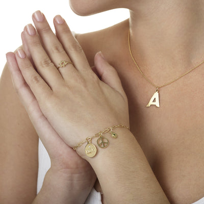 Helen Ficalora Gold Chain Link Charm Bracelet 14K Yellow Gold