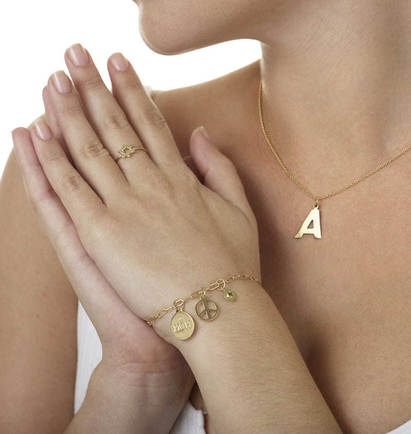 Helen Ficalora Gold Chain Link Charm Bracelet 14K Yellow Gold