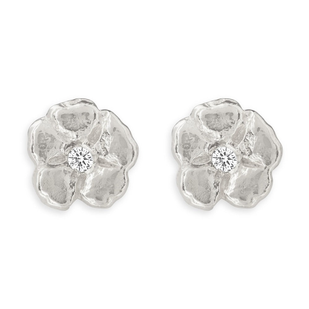 Beautiful Flower Blossom Diamond Long Earrings