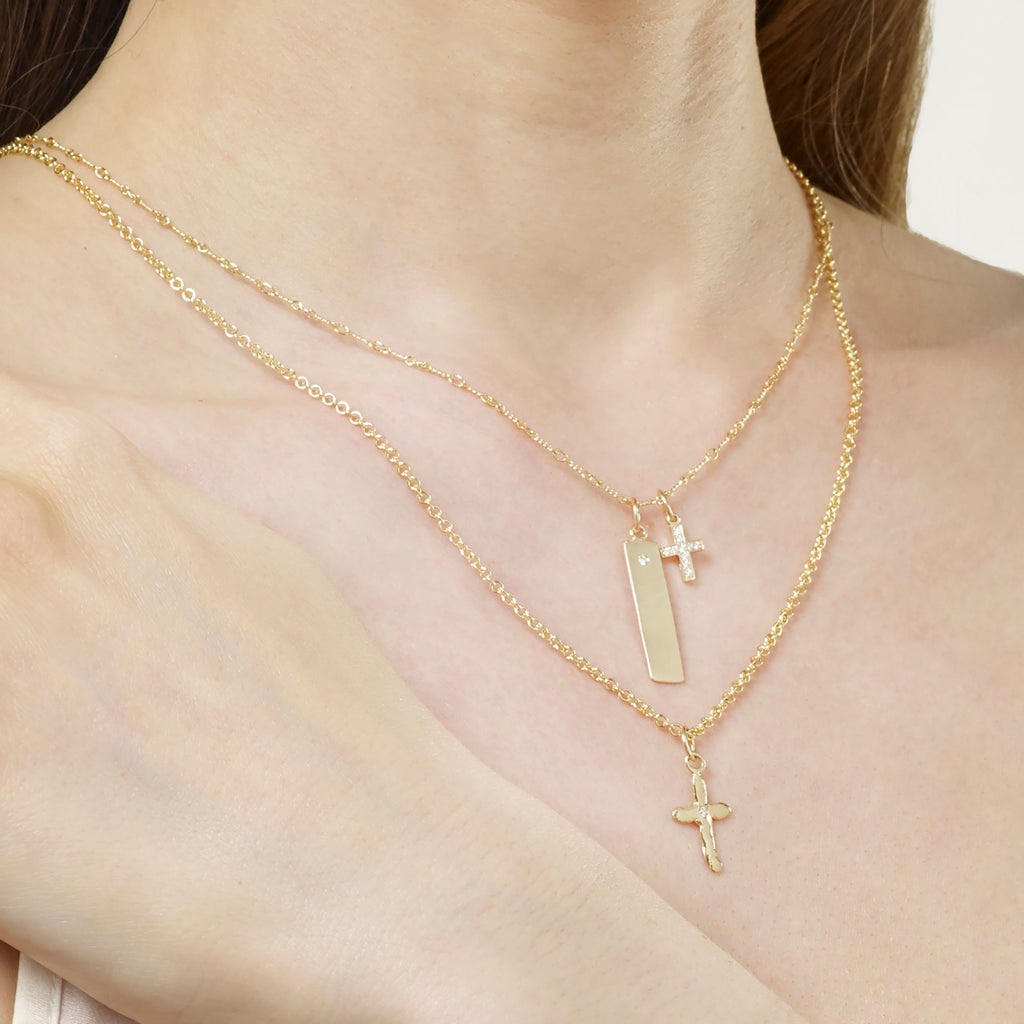 Cross Smushie Mini Charm For Necklaces And Bracelets 14k Yellow Gold Helen Ficalora