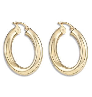 Thick Gold Hoop Earrings - 14k Solid Gold - Helen Ficalora