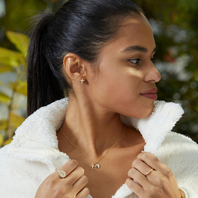 Cross Mini Studs Jewelry Helen Ficalora 14k Yellow Gold