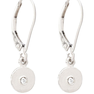 Helen Ficalora 14K White Gold Drop Disc Earrings With Diamond