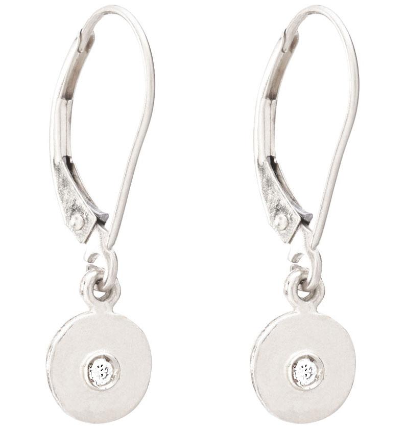 Helen Ficalora 14K White Gold Drop Disc Earrings With Diamond