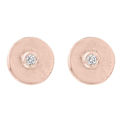 Helen Ficalora 14K Gold Diamond Disc Stud Earrings With Diamonds in 14k Rose Gold